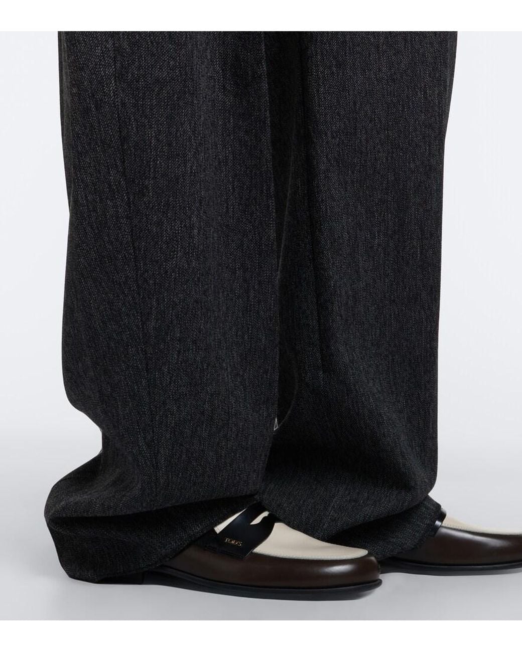 Tod's Gray Virgin Wool Wide-Leg Pants