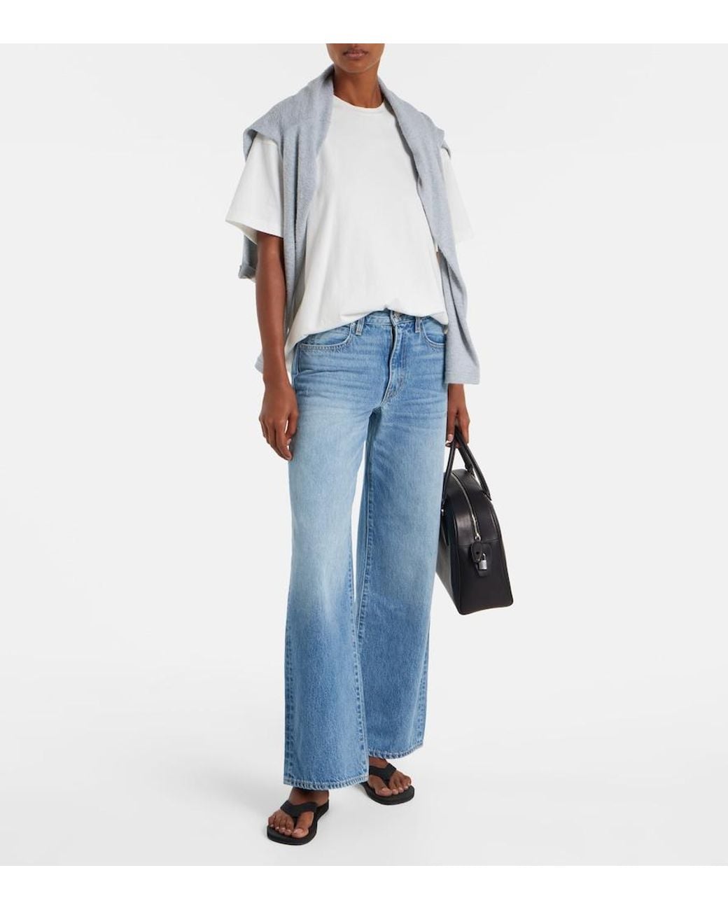SLVRLAKE Denim Blue Selena Mid-Rise Wide-Leg Jeans