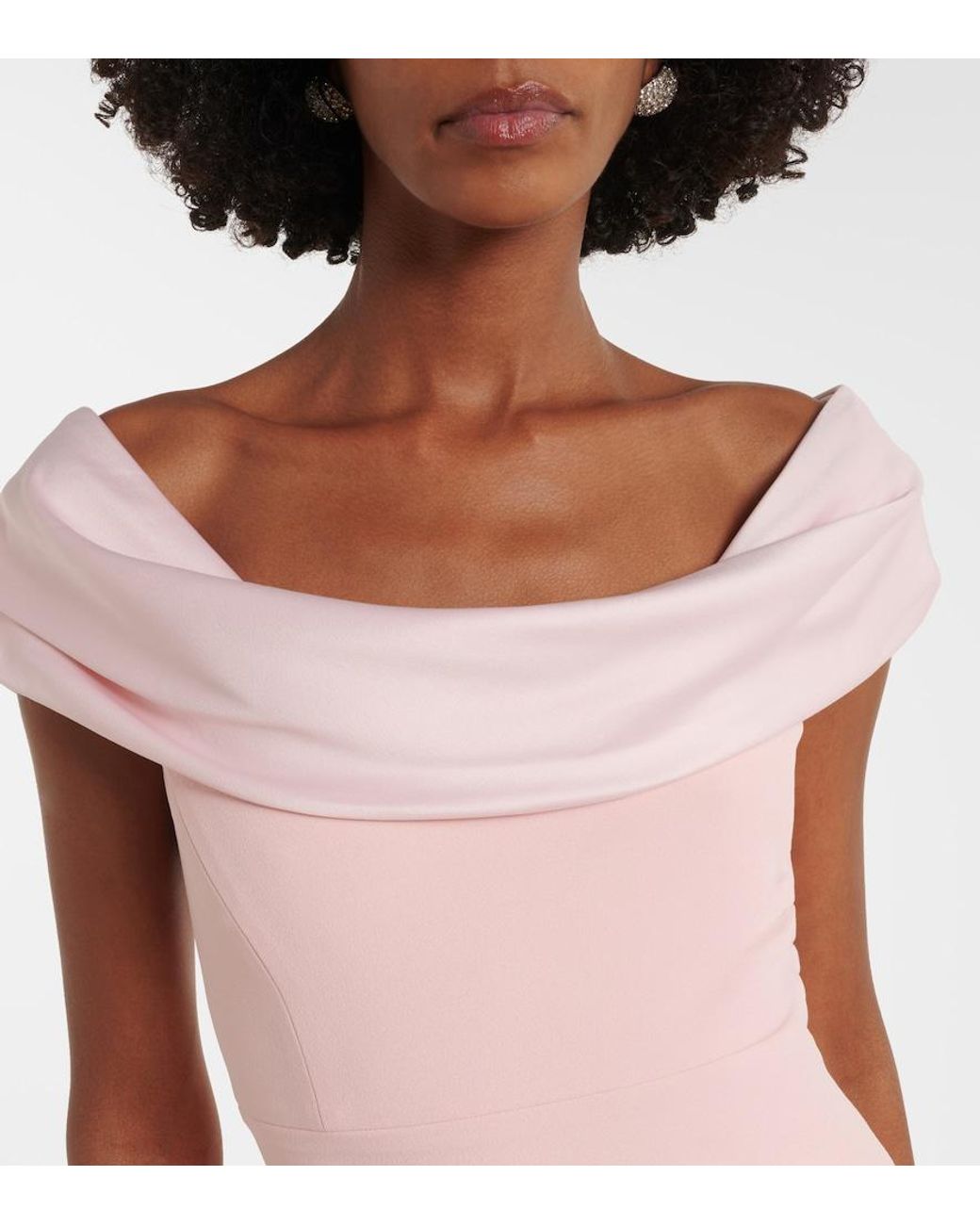 Solace London Pink Adele Satin-Trimmed Gown