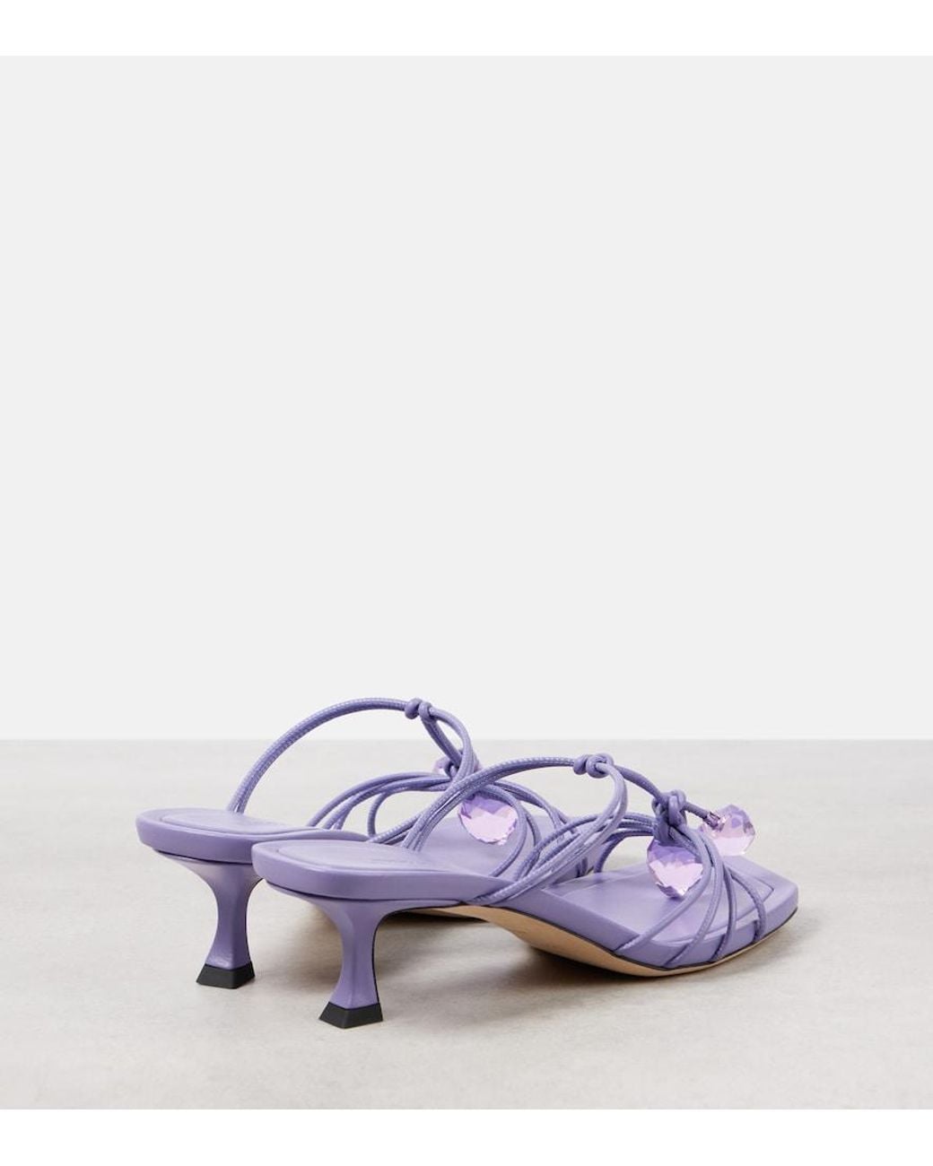 Jimmy Choo Purple Jemma 50 Embellished Leather Mules