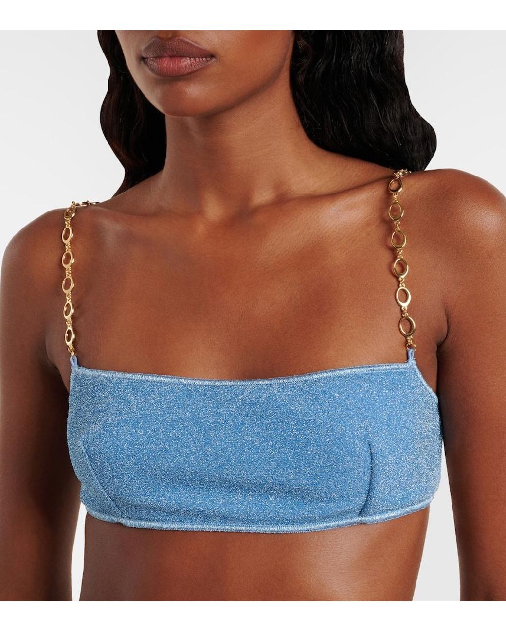 Oseree Blue Lumiere O Chain Lame Bikini