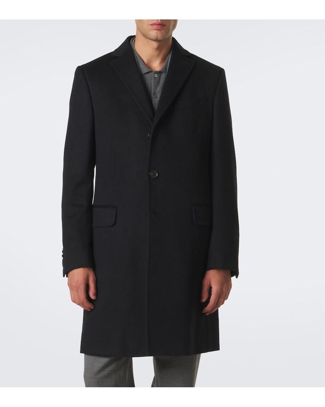 Zegna Black Wool And Cashmere-Blend Coat for men