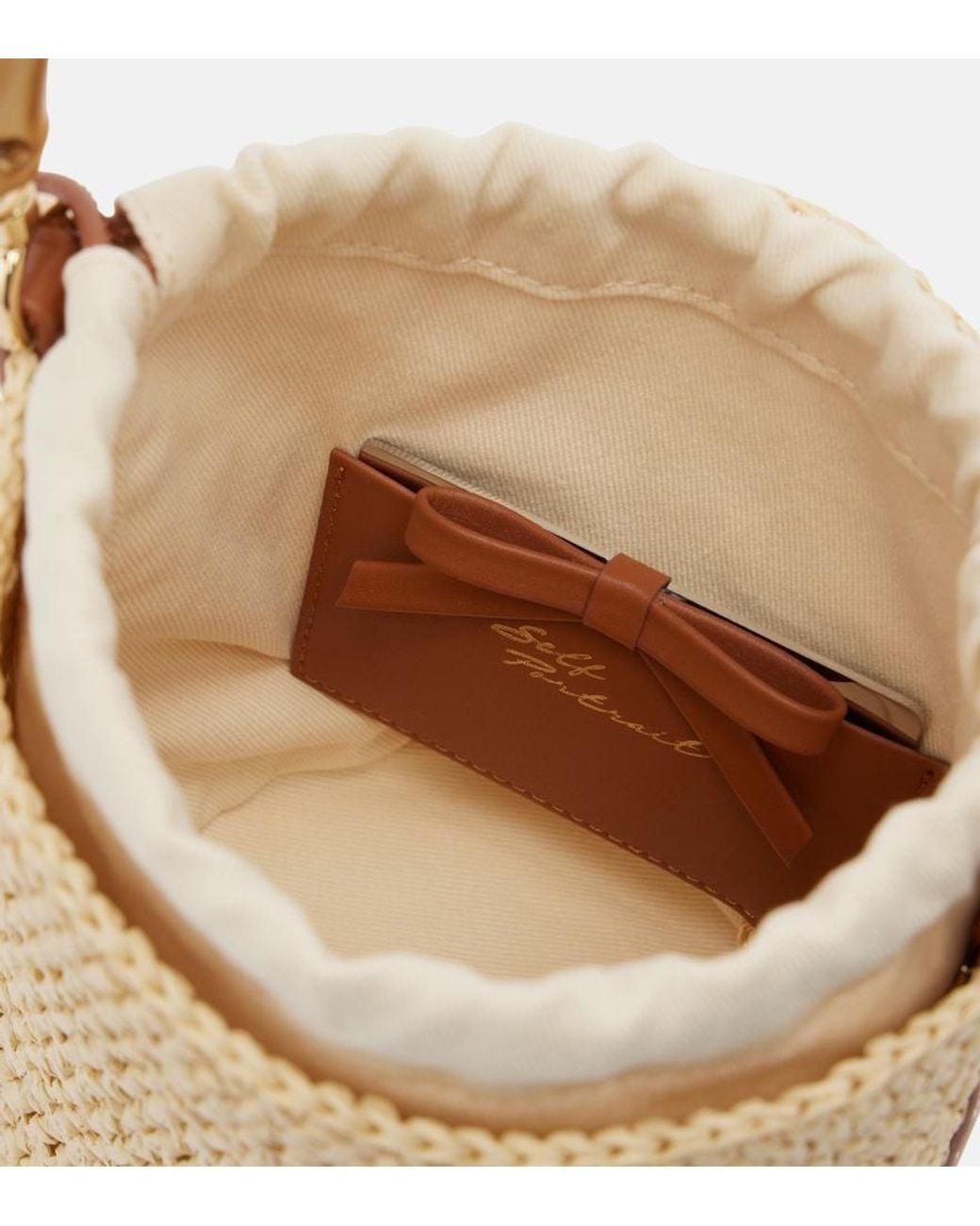 Borsa A Secchiello Small di Self-Portrait in Natural