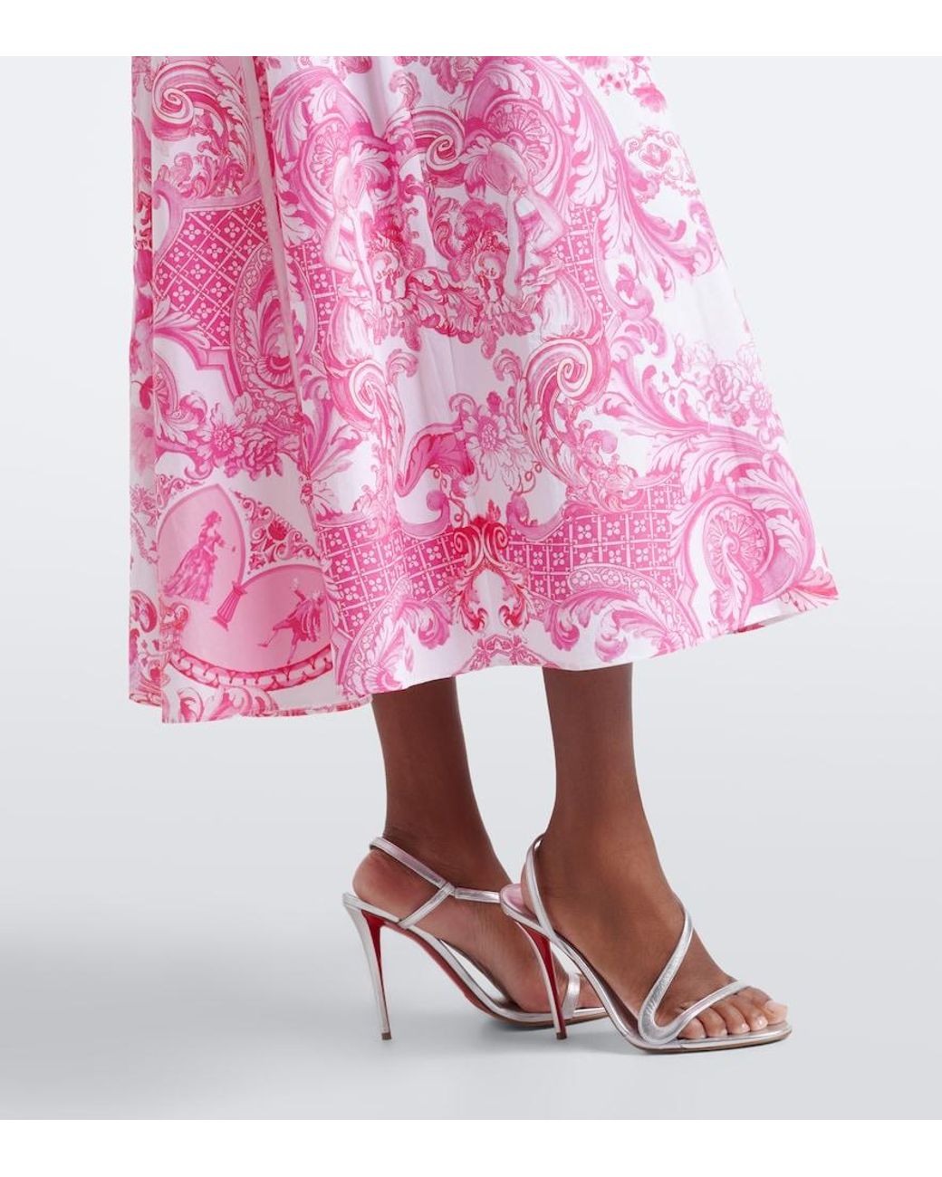 Camilla Pink Embellished Floral Cotton Midi Dress