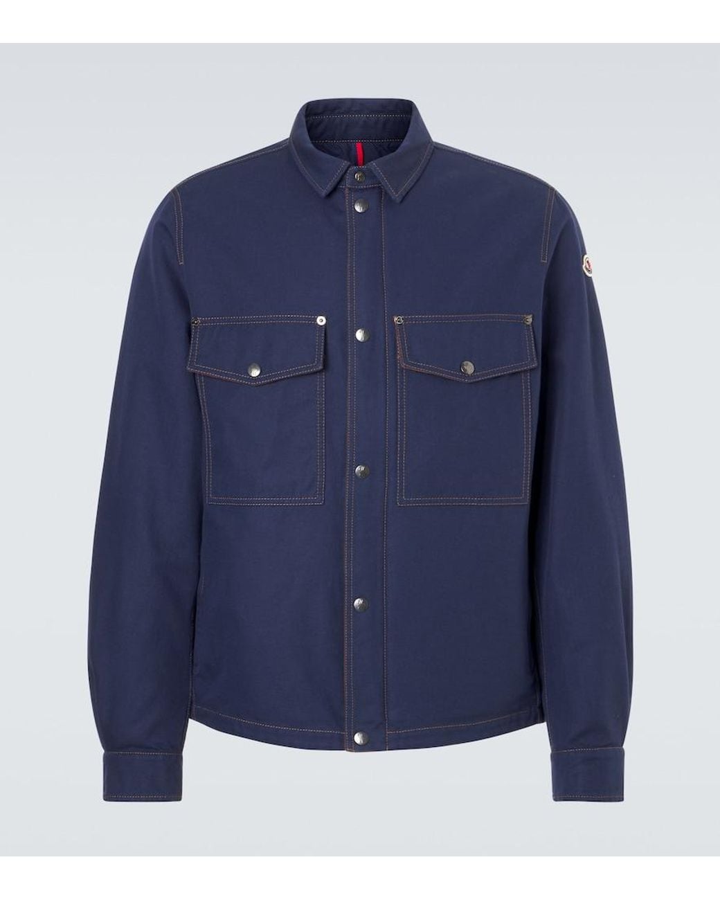 Moncler Blue Cotton And Linen Field Jacket for men