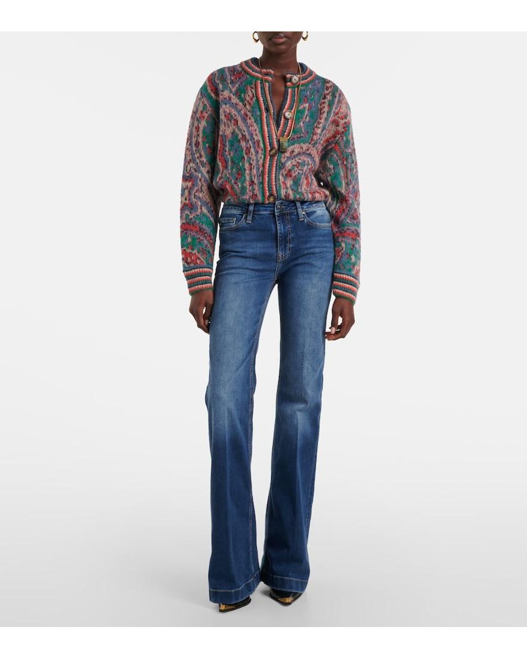 AG Jeans Blue Tropea High-Rise Flared Jeans