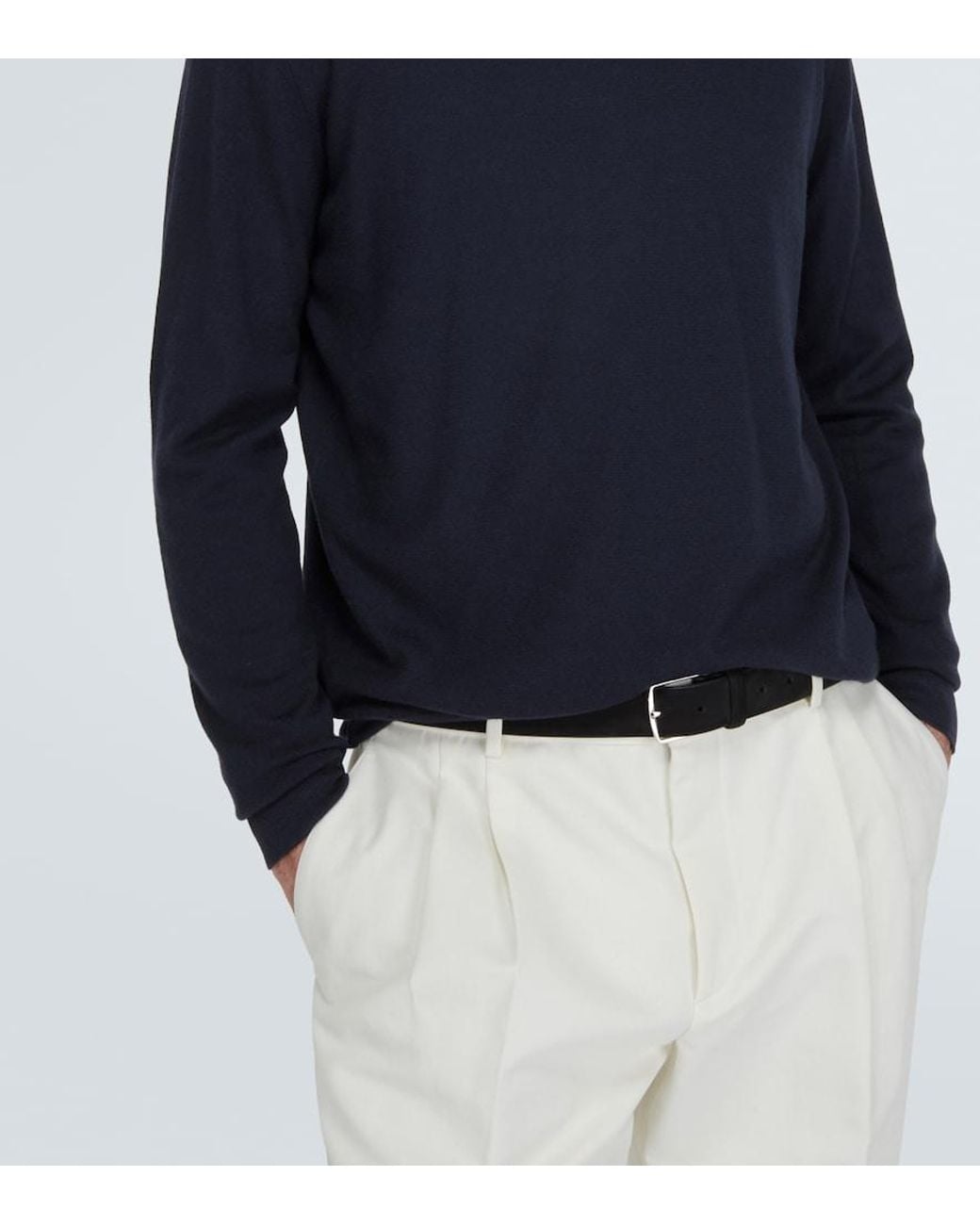 Loro Piana Blue Cashmere Turtleneck Sweater for men