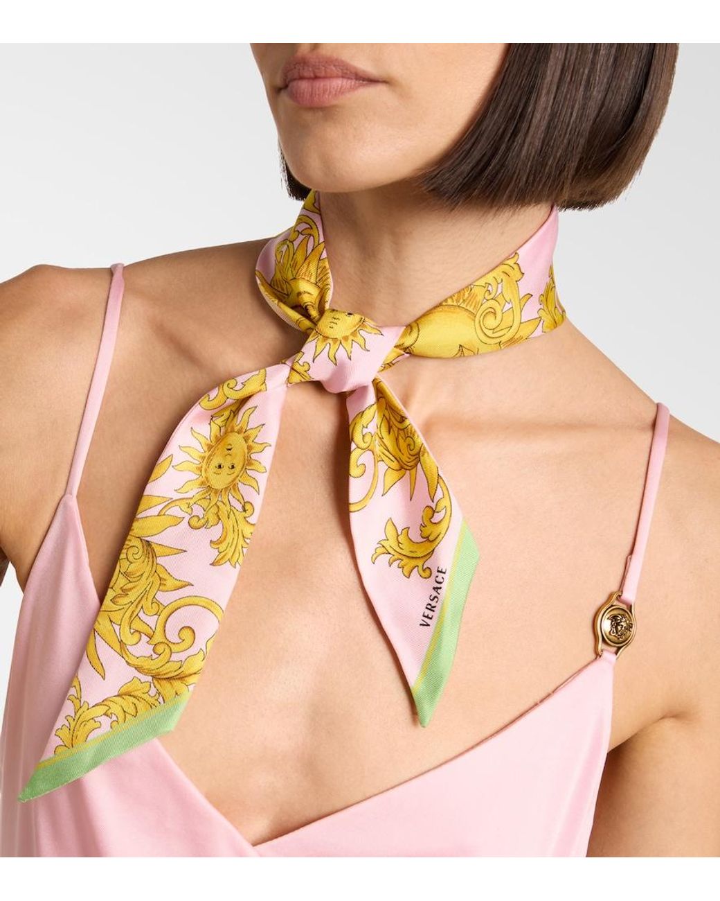 Versace Metallic Printed Silk Twill Scarf