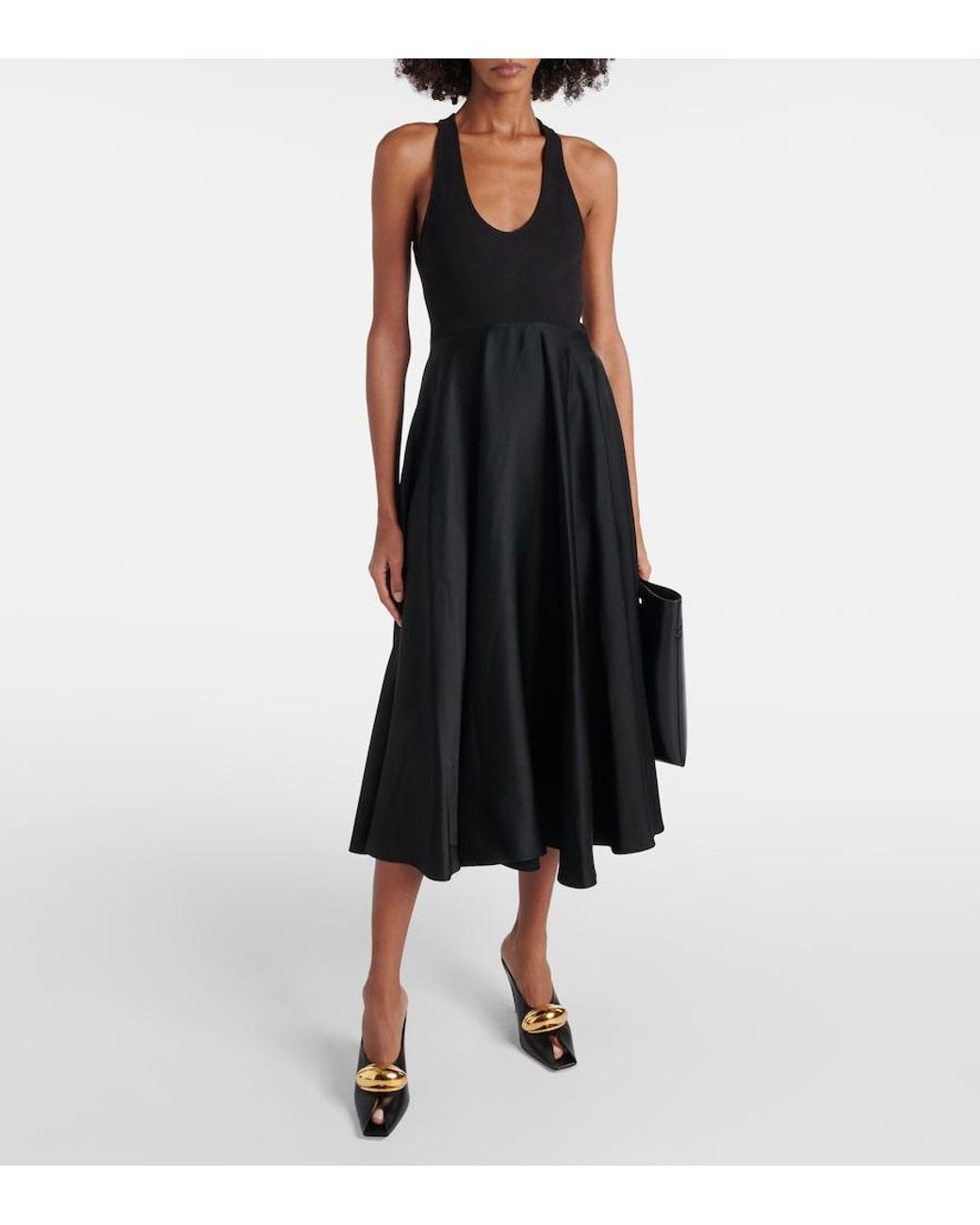 Alaïa Black Cotton-Blend Midi Dress