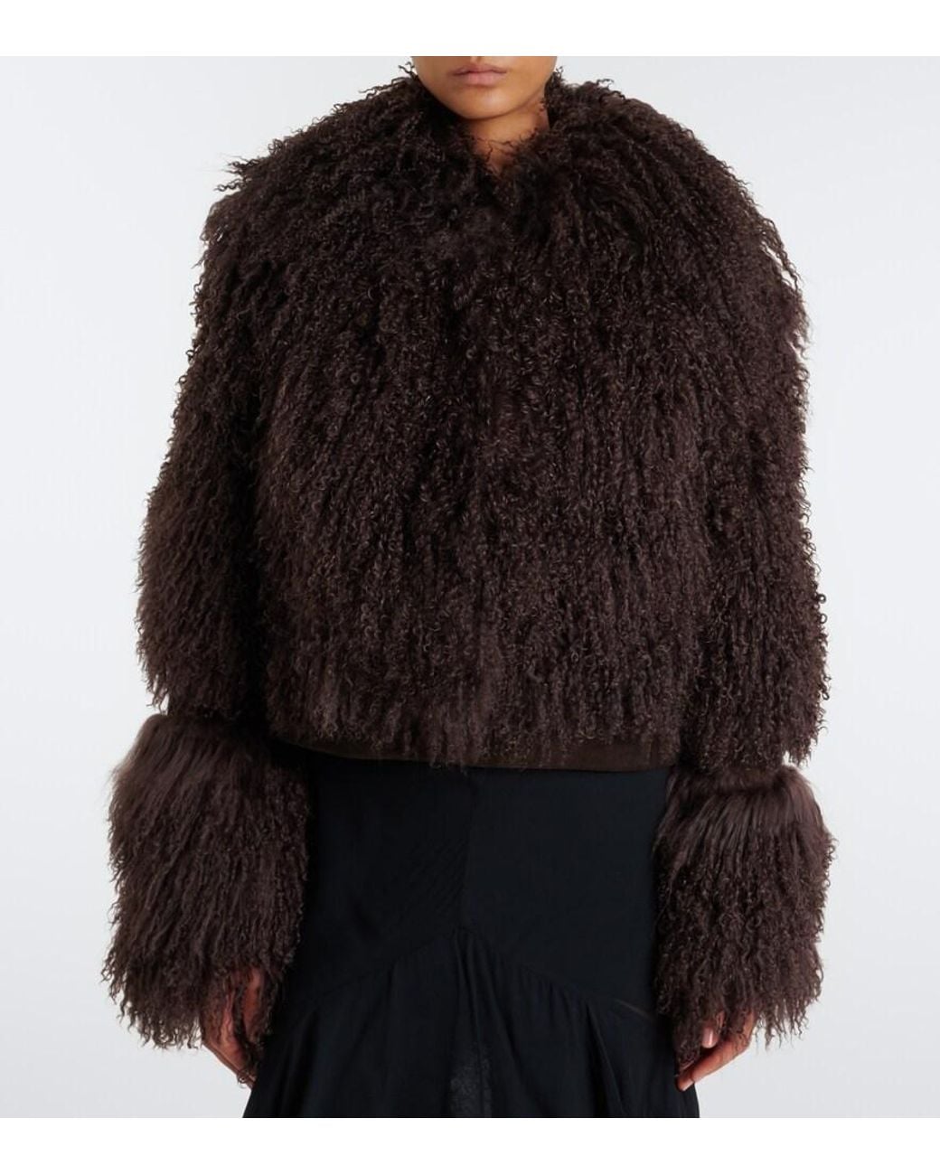 De La Vali Black Vespera Suede-Trimmed Shearling Jacket