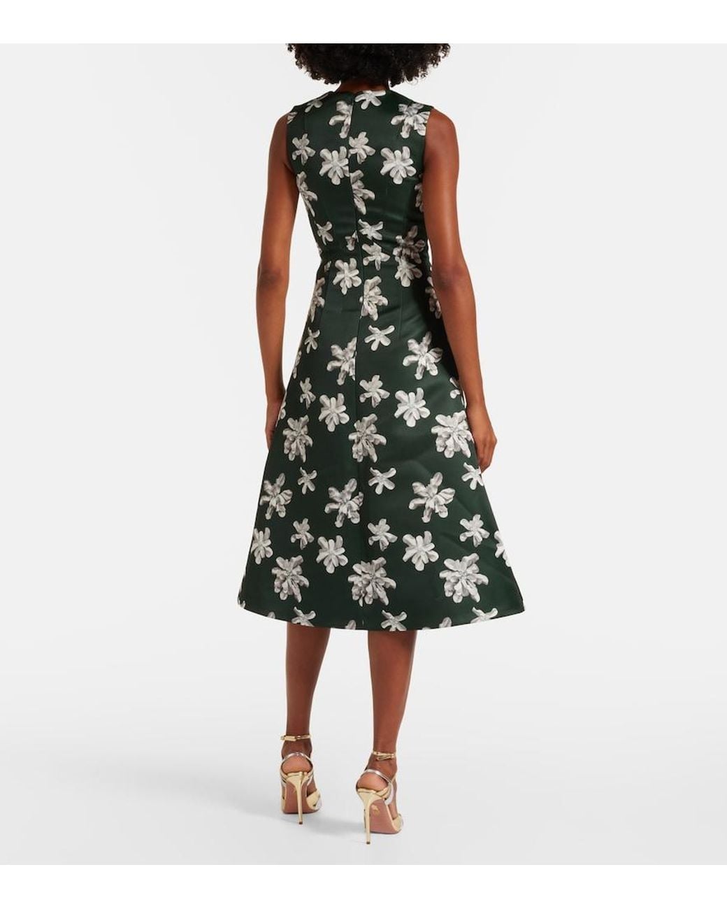 Emilia Wickstead Green Rumi Floral Genzianella Midi Dress