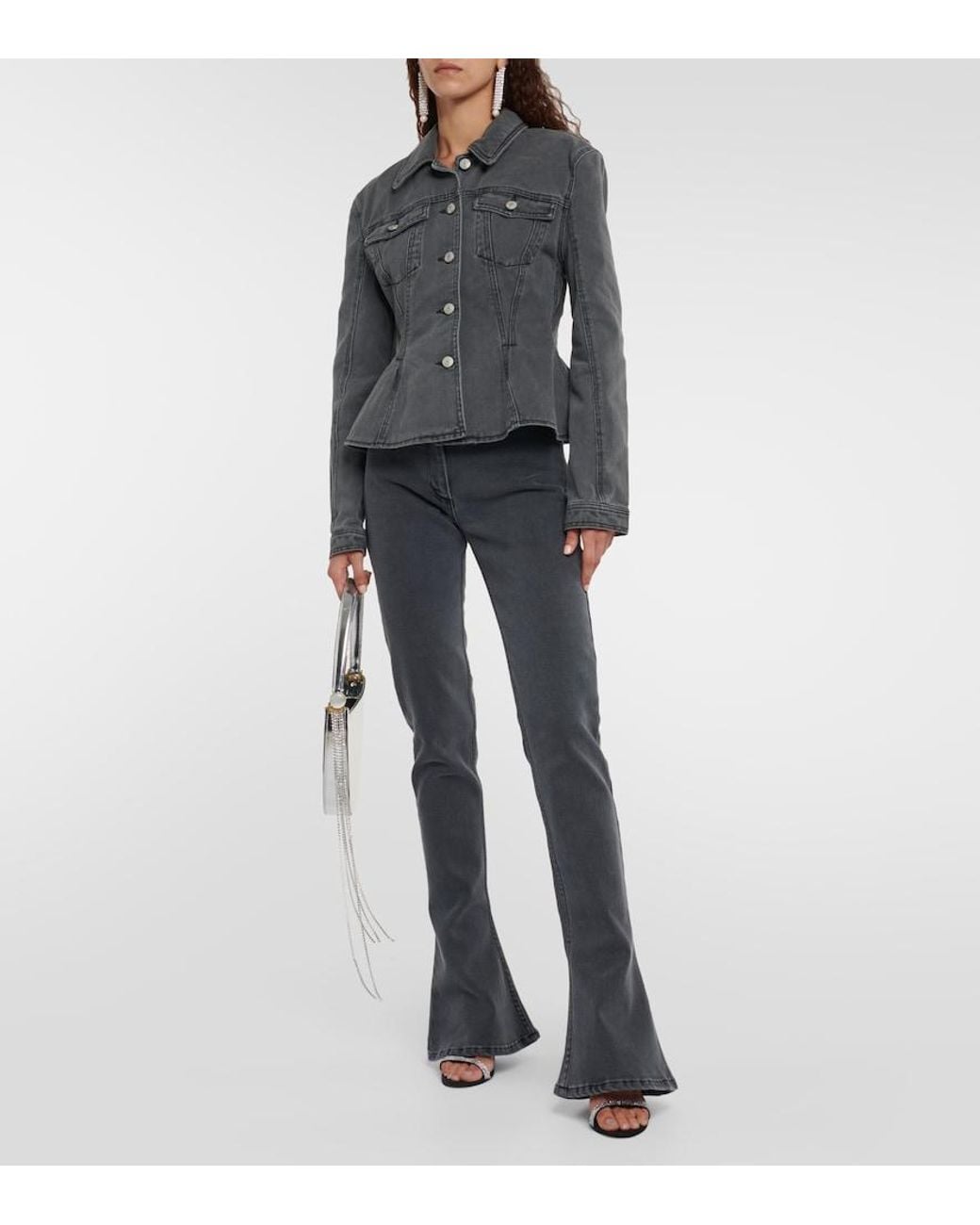 Magda Butrym Black Peplum Denim Jacket