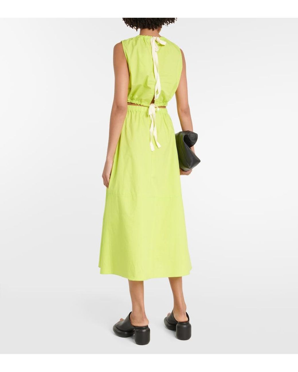 Proenza Schouler Green Cutout Cotton Midi Dress