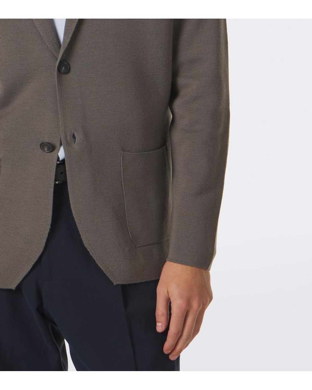 Thom Sweeney Brown Knitted Wool Blazer for men
