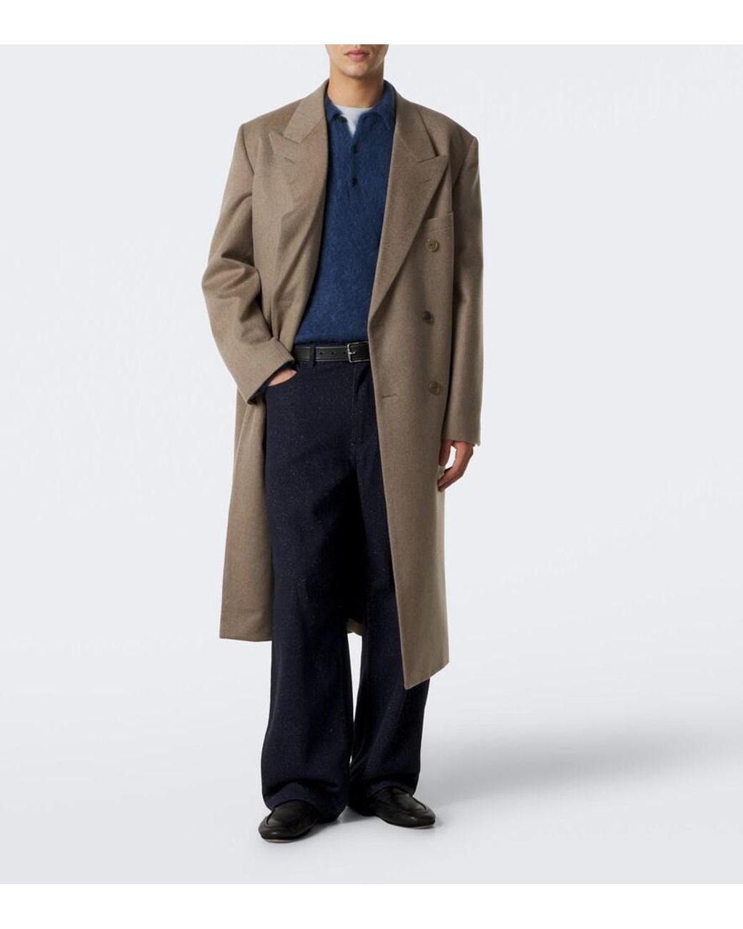 Auralee Blue Mohair And Wool Polo Sweater for men
