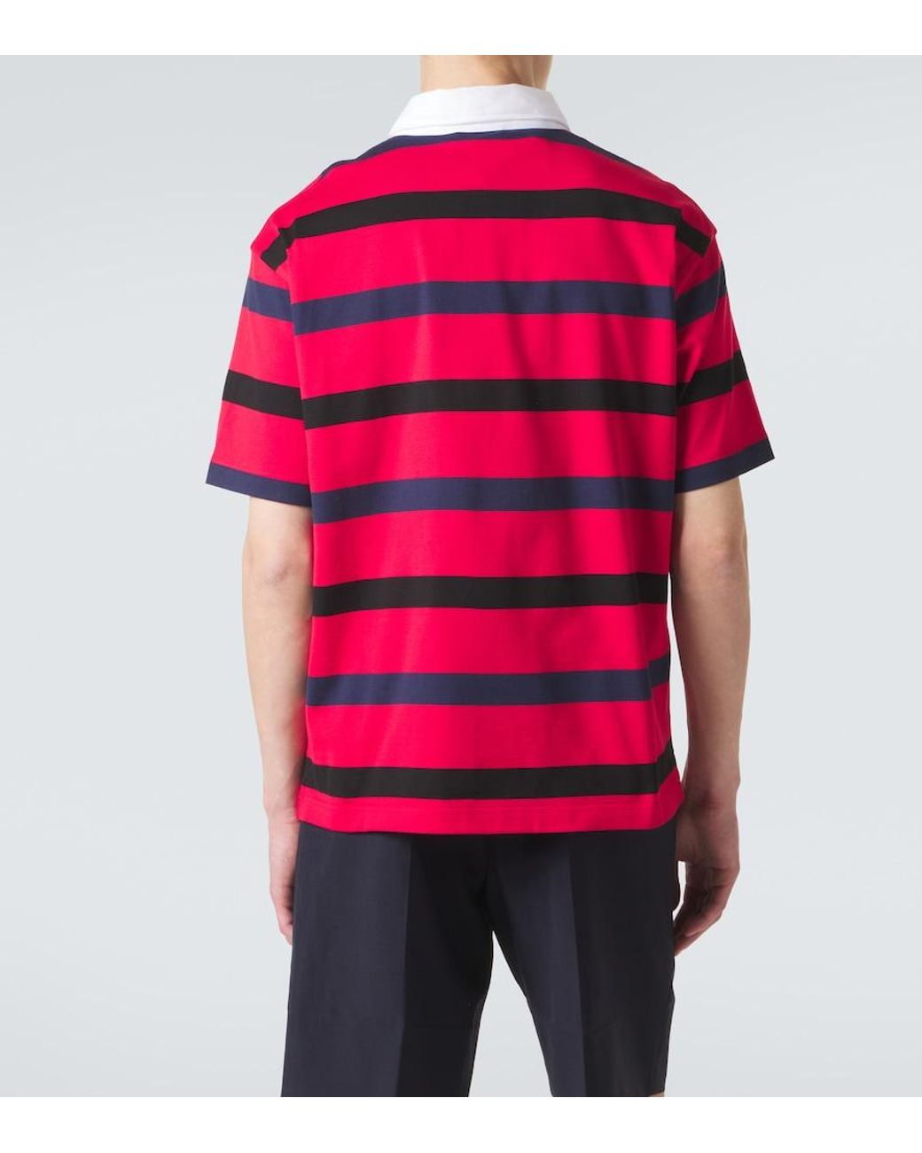 Polo Oversized De Algodon A Rayas Prada de hombre de color Red