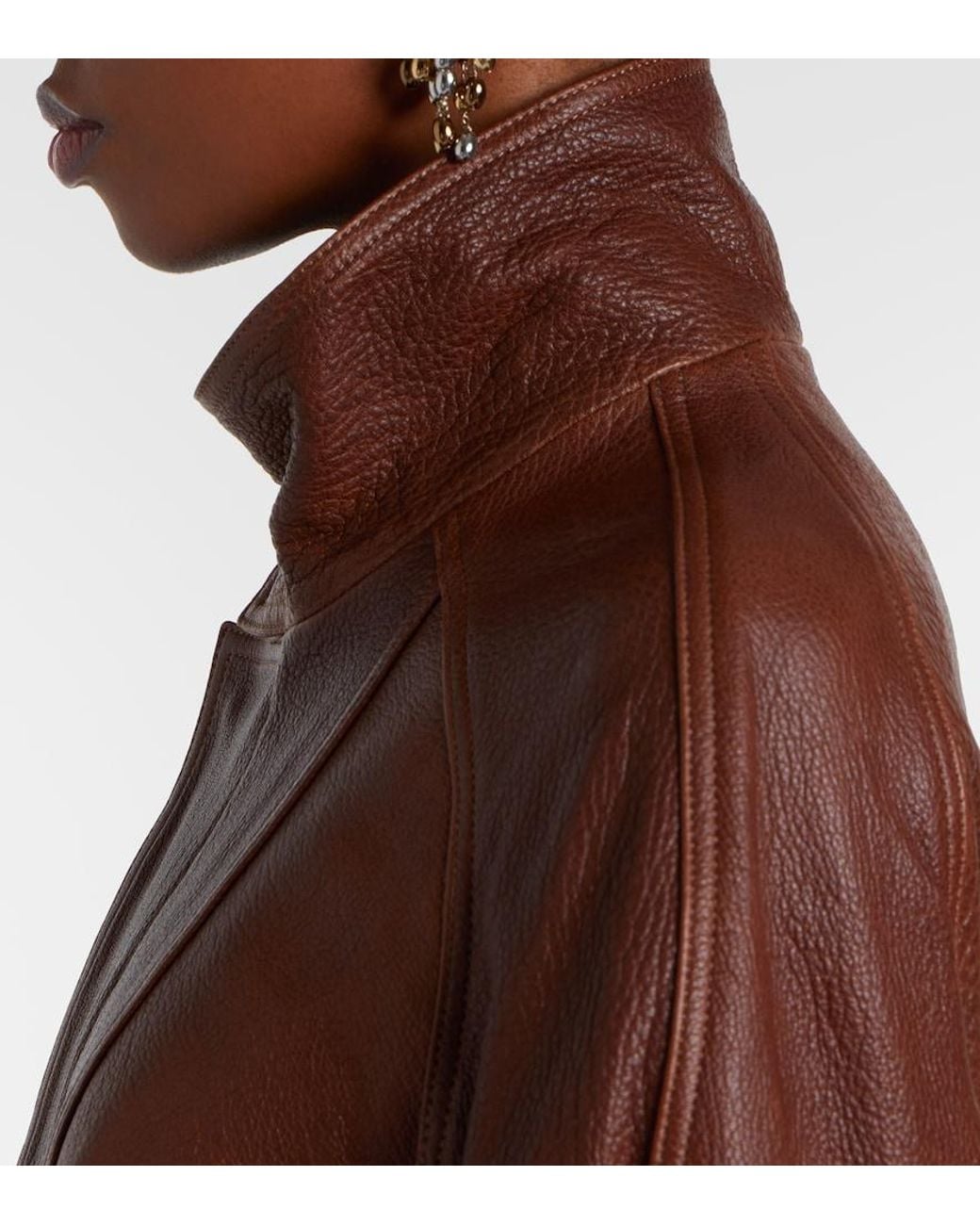 Nour Hammour Brown Ariste Leather Jacket