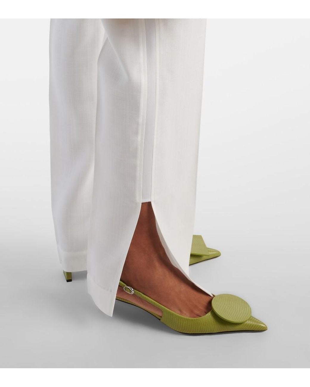 Jacquemus White Tibau High-Rise Canvas Slim Pants