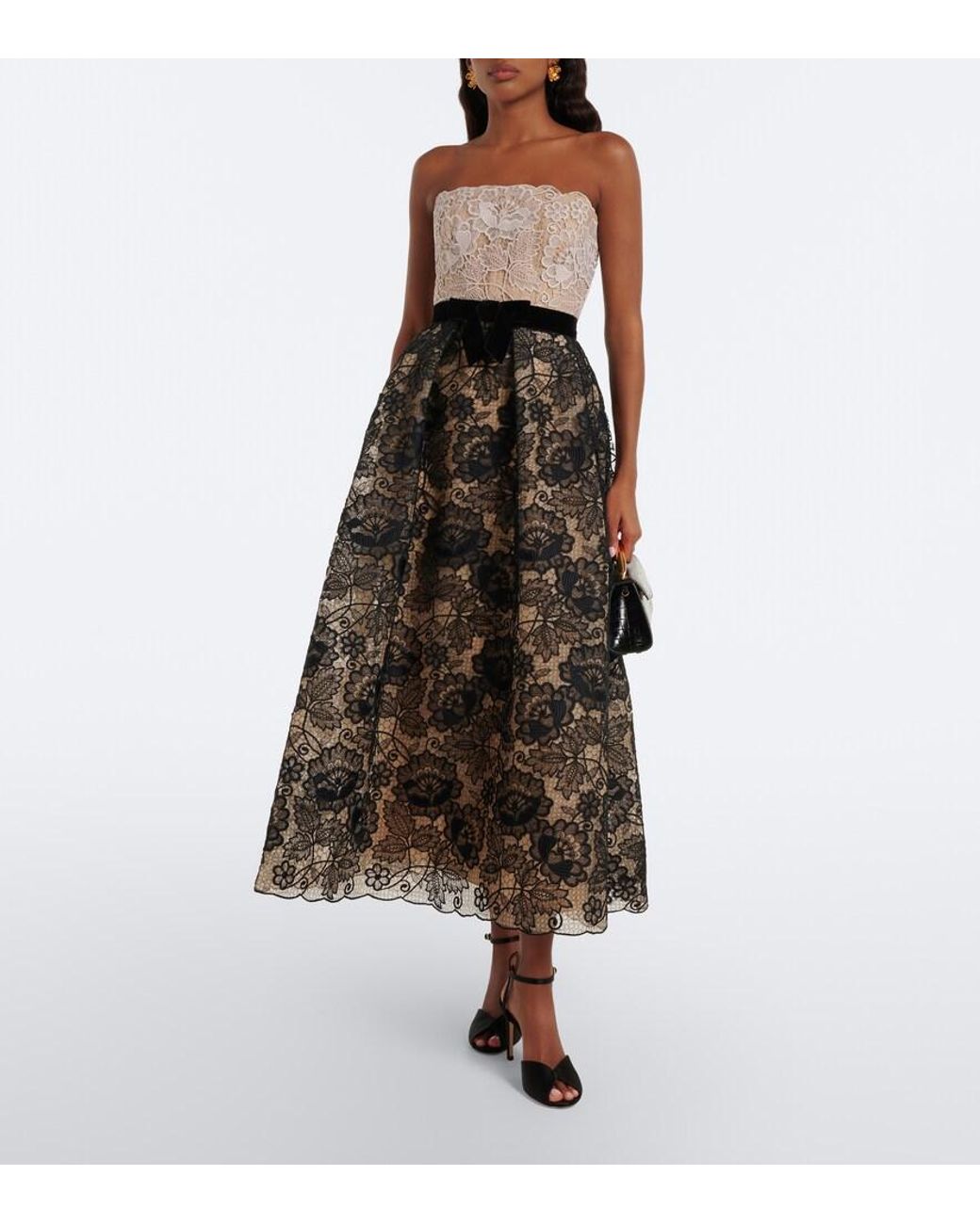 Elie Saab Brown Guipure Lace Cocktail Dress