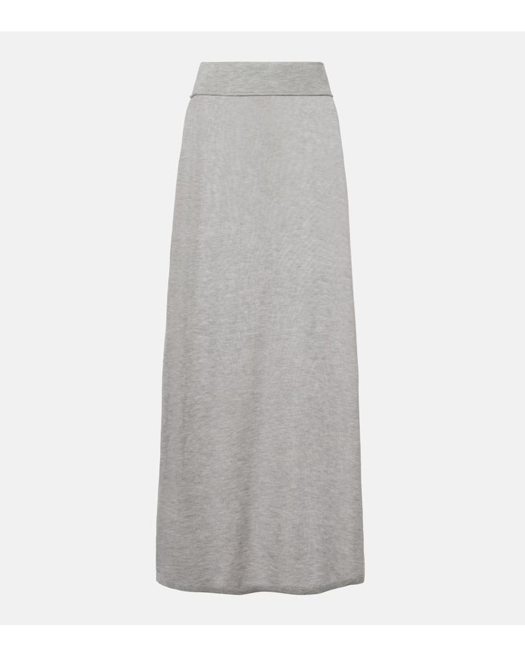 Totême Gray Knitted Maxi Skirt