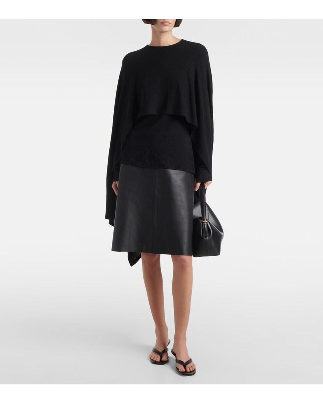 Totême Black Draped Silk Top