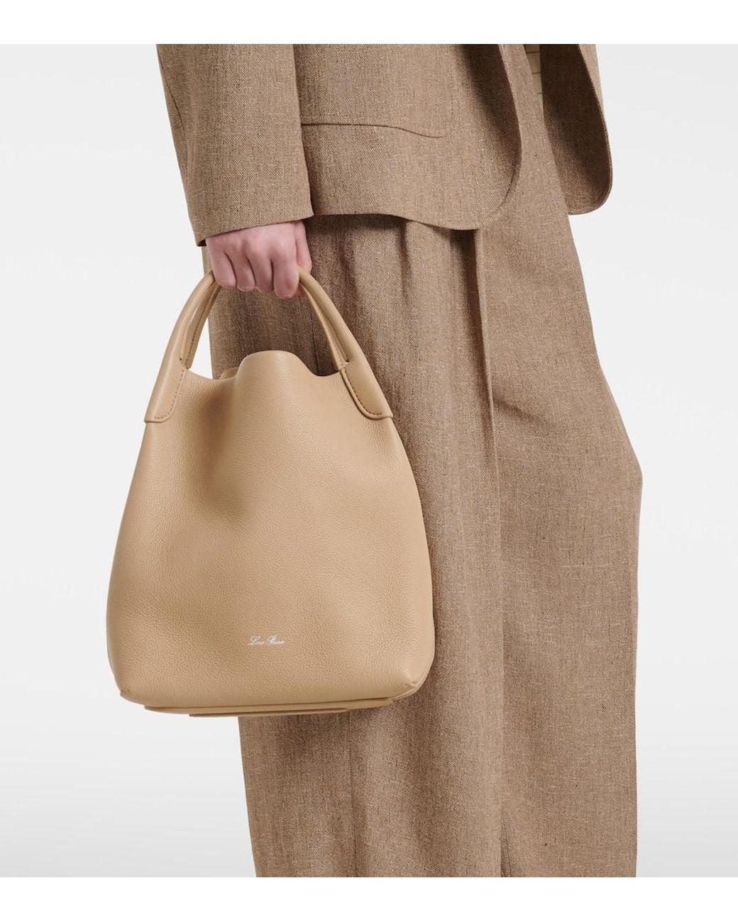 Loro Piana Natural Bale Large Leather Shoulder Bag