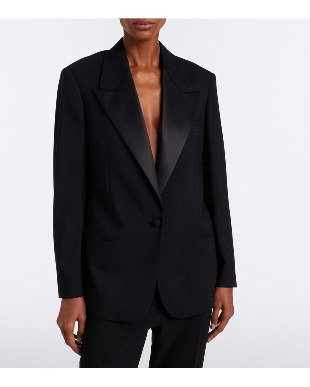 The Row Black Jona Wool Tuxedo Jacket