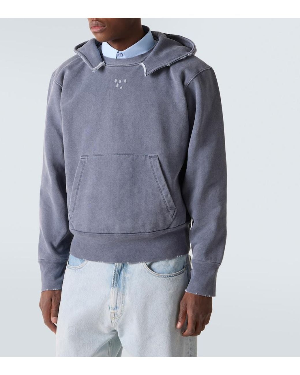 Our Legacy Blue Relic Distressed Cotton Jersey Hoodie for men