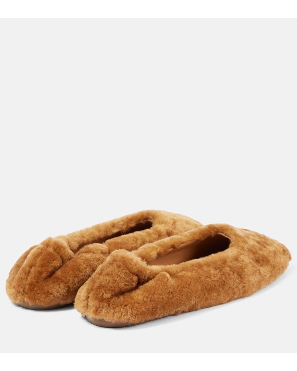 Dries Van Noten Brown Shearling Ballet Flats