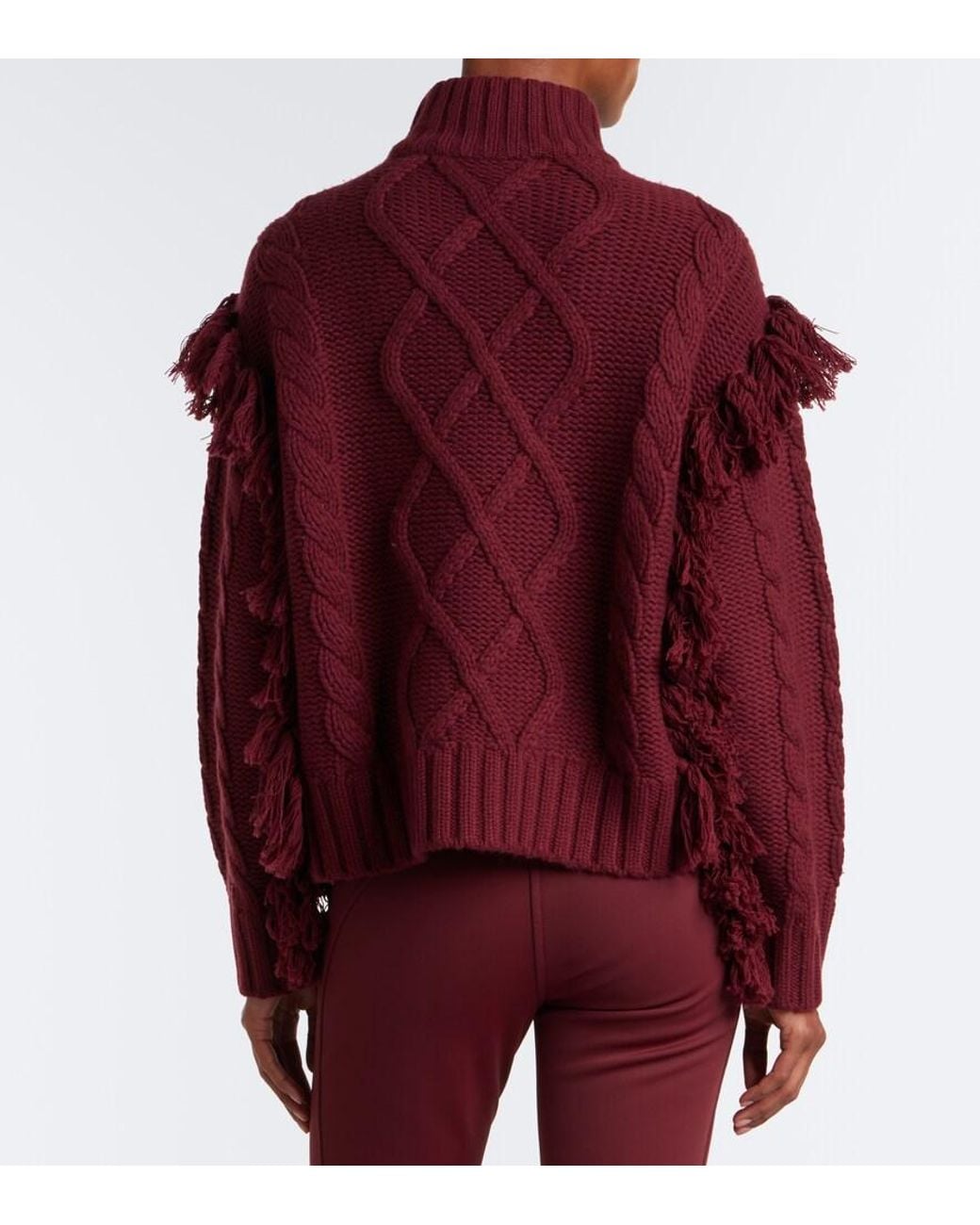 Goldbergh Purple Brit Cable-Knit Fringed Wool Sweater