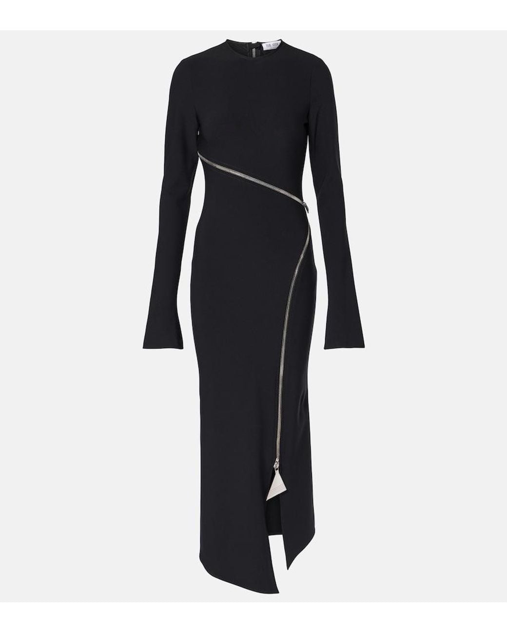 The Attico Black Twisted Zip Midi Dress With