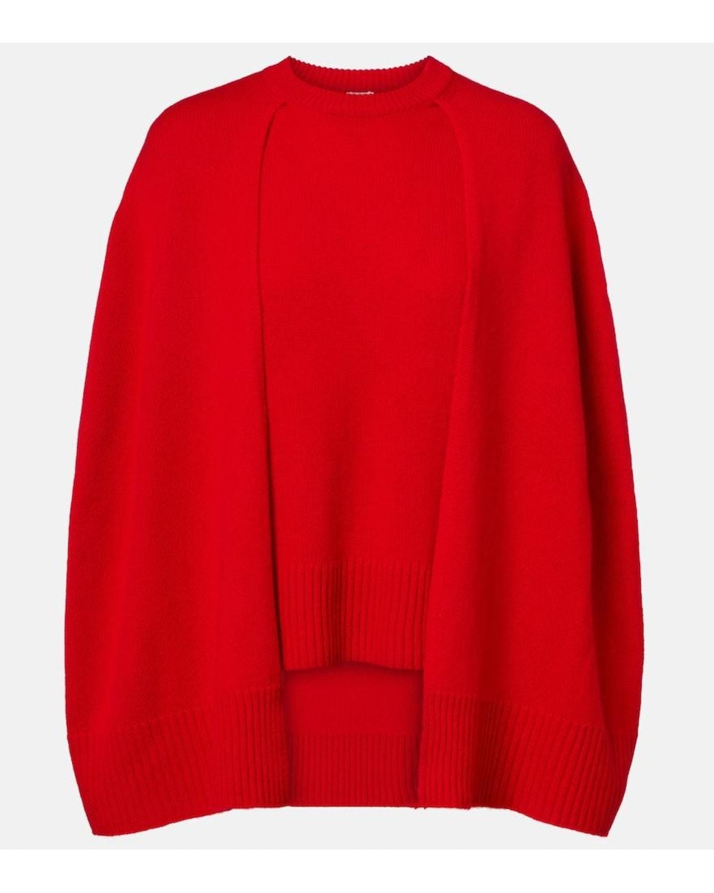 Totême Red Cashmere Poncho