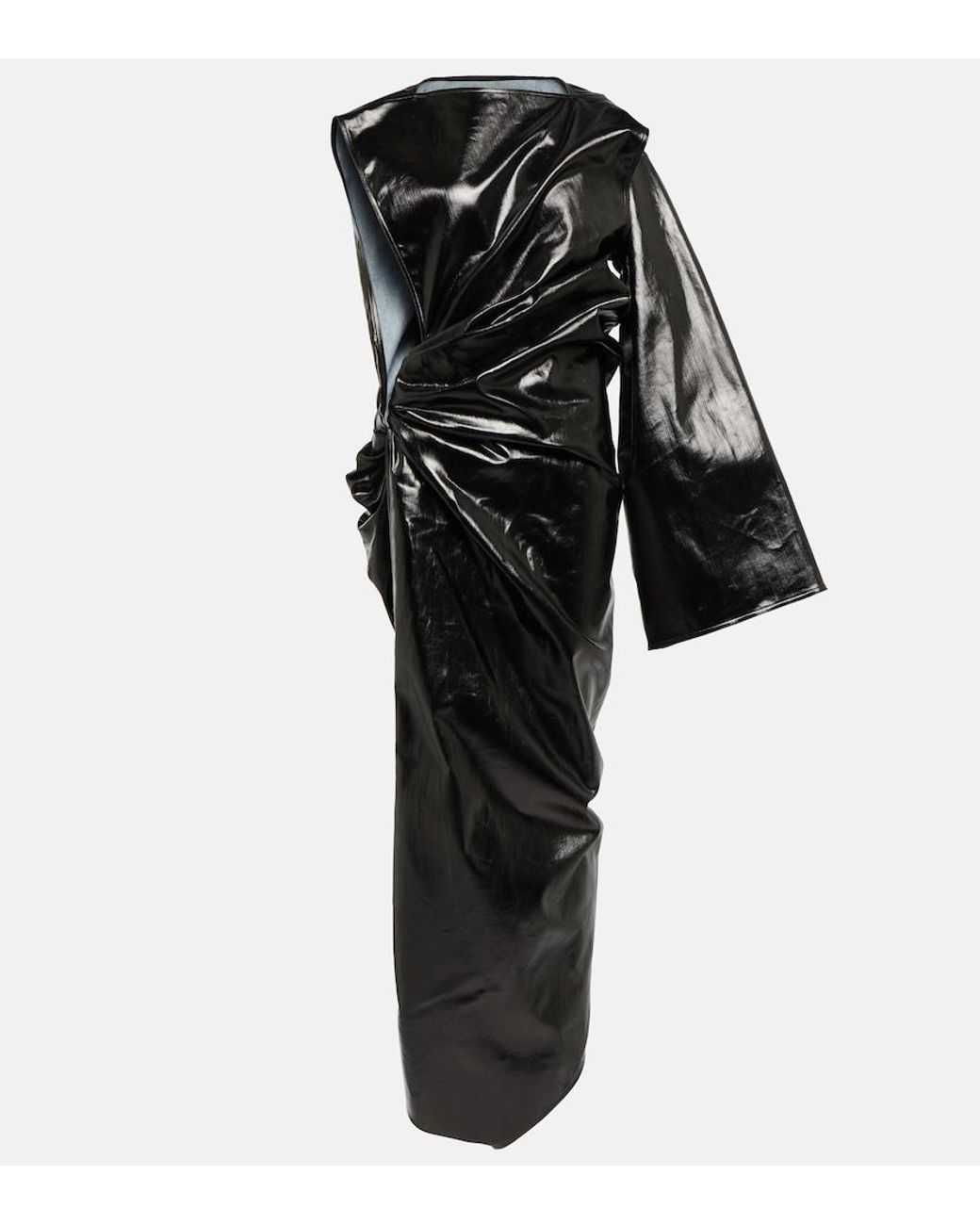 Rick Owens Black Asymmetrical Denim Gown