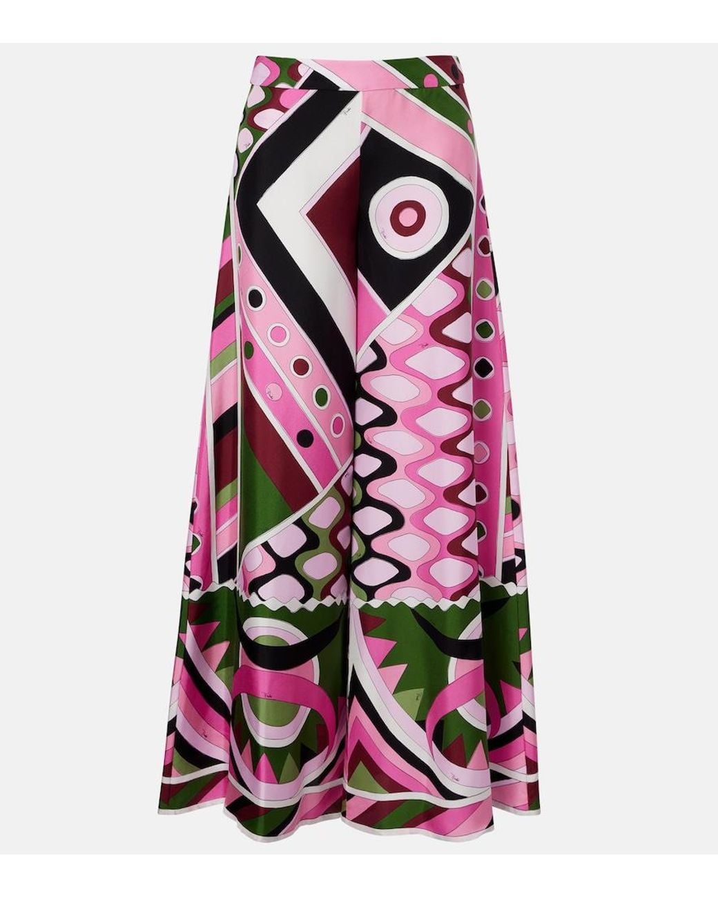 Emilio Pucci Pink Vivara Silk Satin Wide-Leg Pants