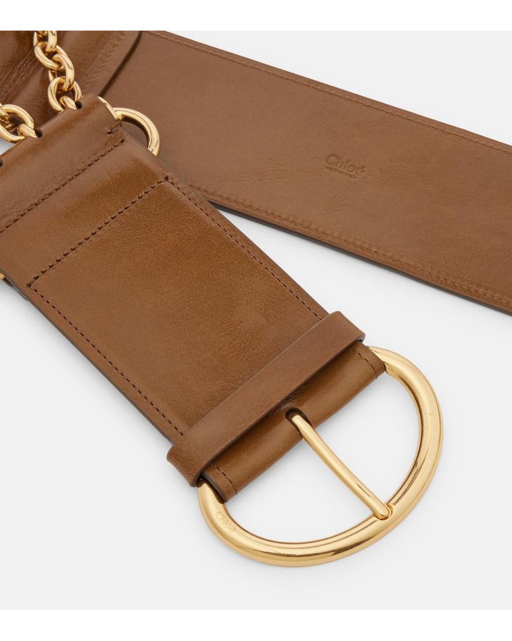 Chloé Brown Guertel Camera Chain Aus Leder