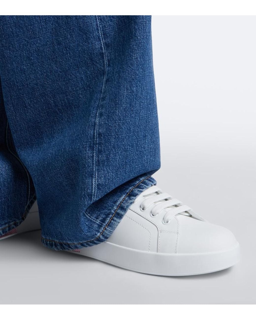 Dolce & Gabbana White Portofino Leather Sneakers