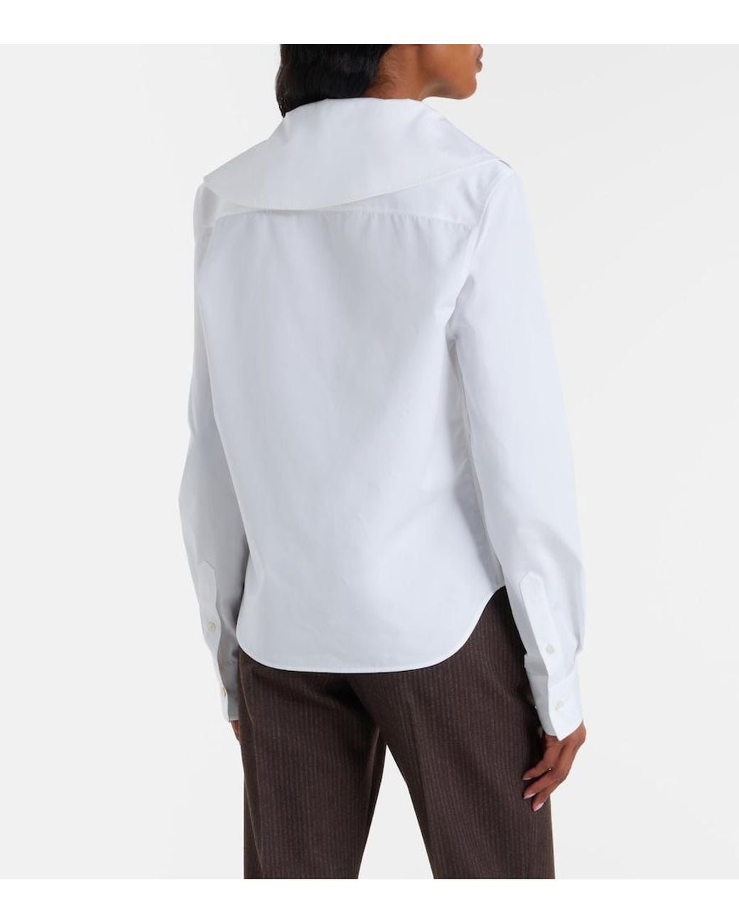 McQueen White Draped Cotton Poplin Shirt