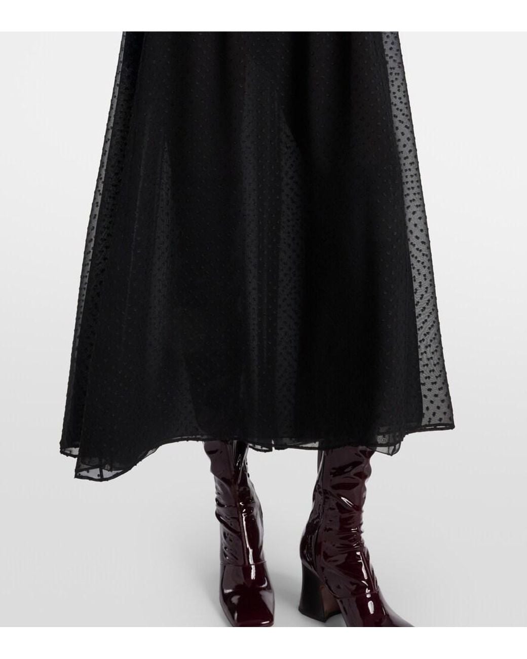Chloé Black Silk Point D'Esprit Maxi Dress