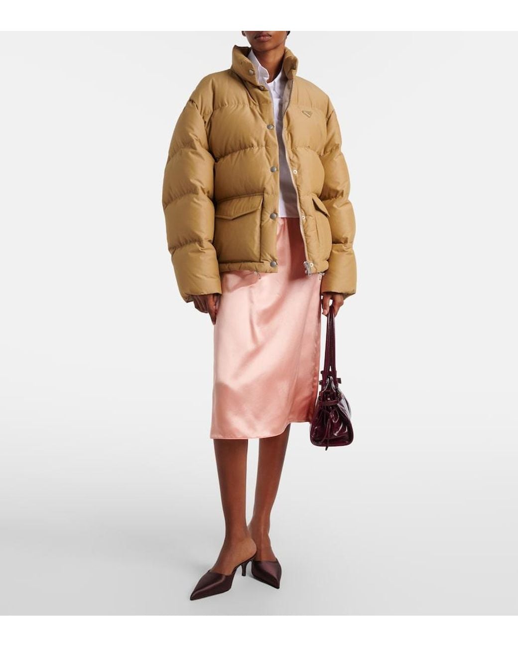 Prada Brown Triangle Logo Down Jacket