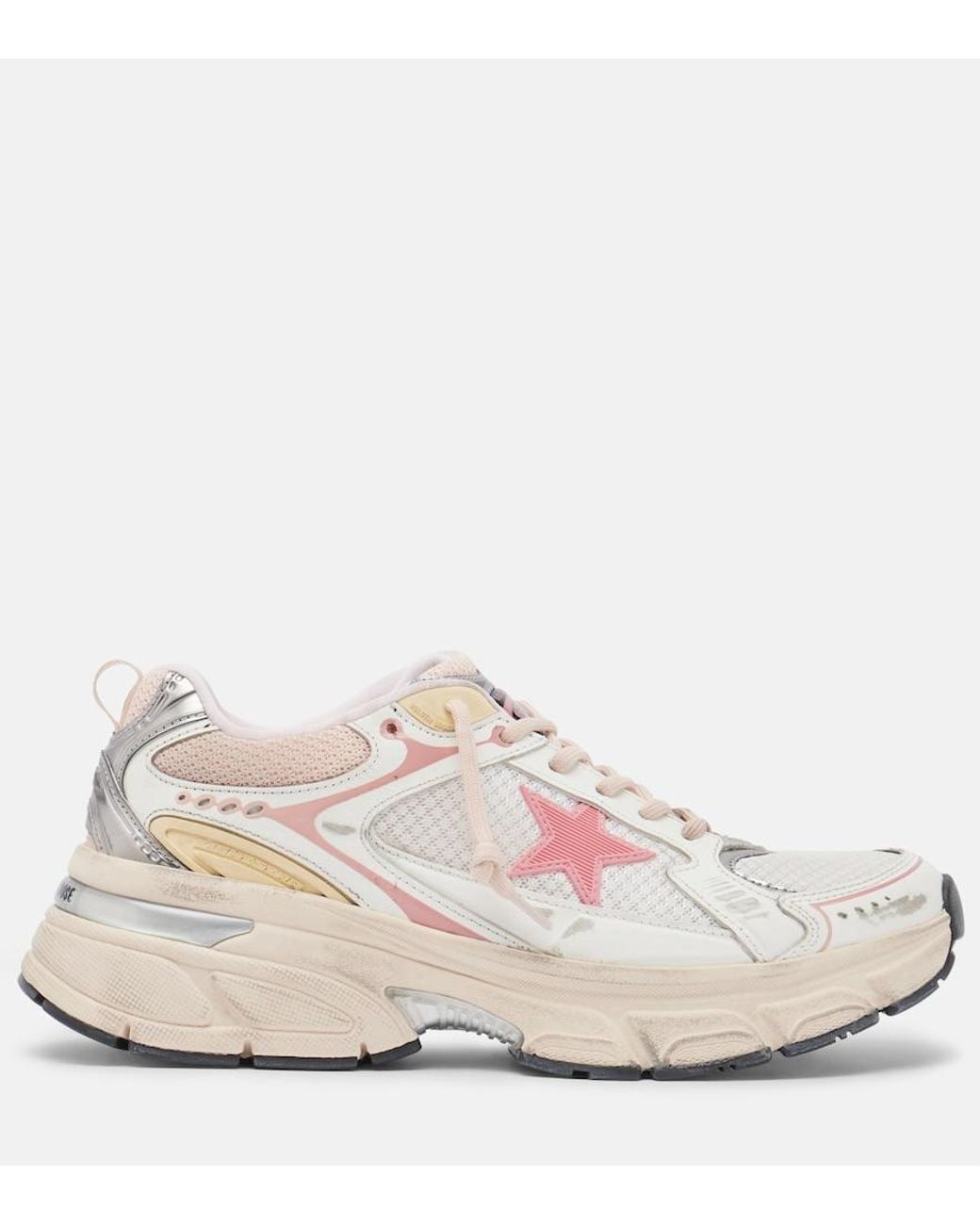 Golden Goose Deluxe Brand Pink Lightstar Leather-Trimmed Sneakers