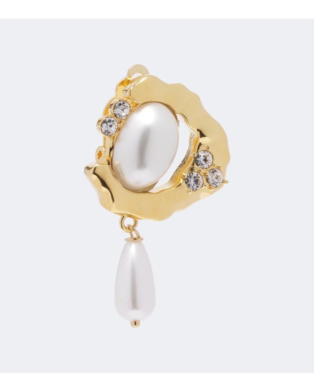 Oscar de la Renta Metallic Embellished Pearl Drop Earrings