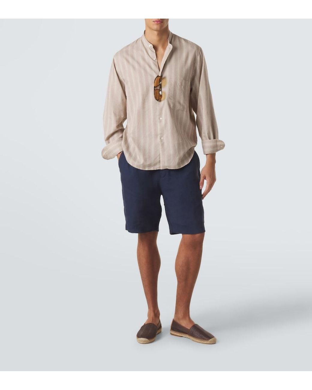 Sunspel Blue Linen Shorts for men