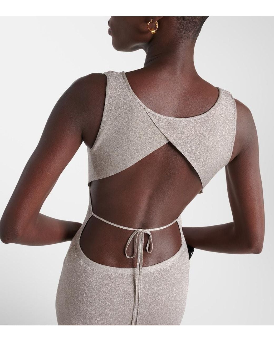 Tom Ford White Metallic Knit Maxi Dress