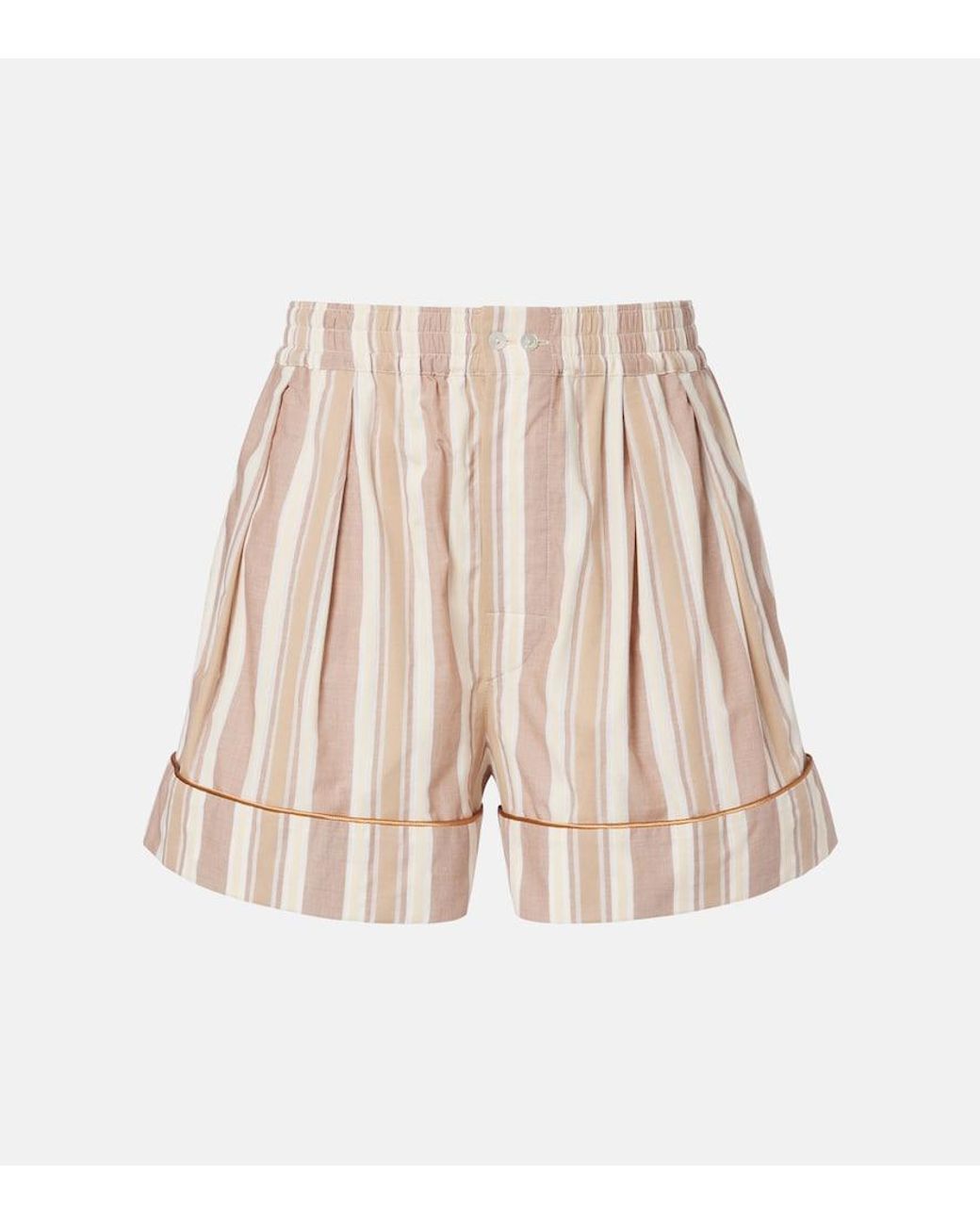 Saint Laurent Natural Striped Cotton Shorts