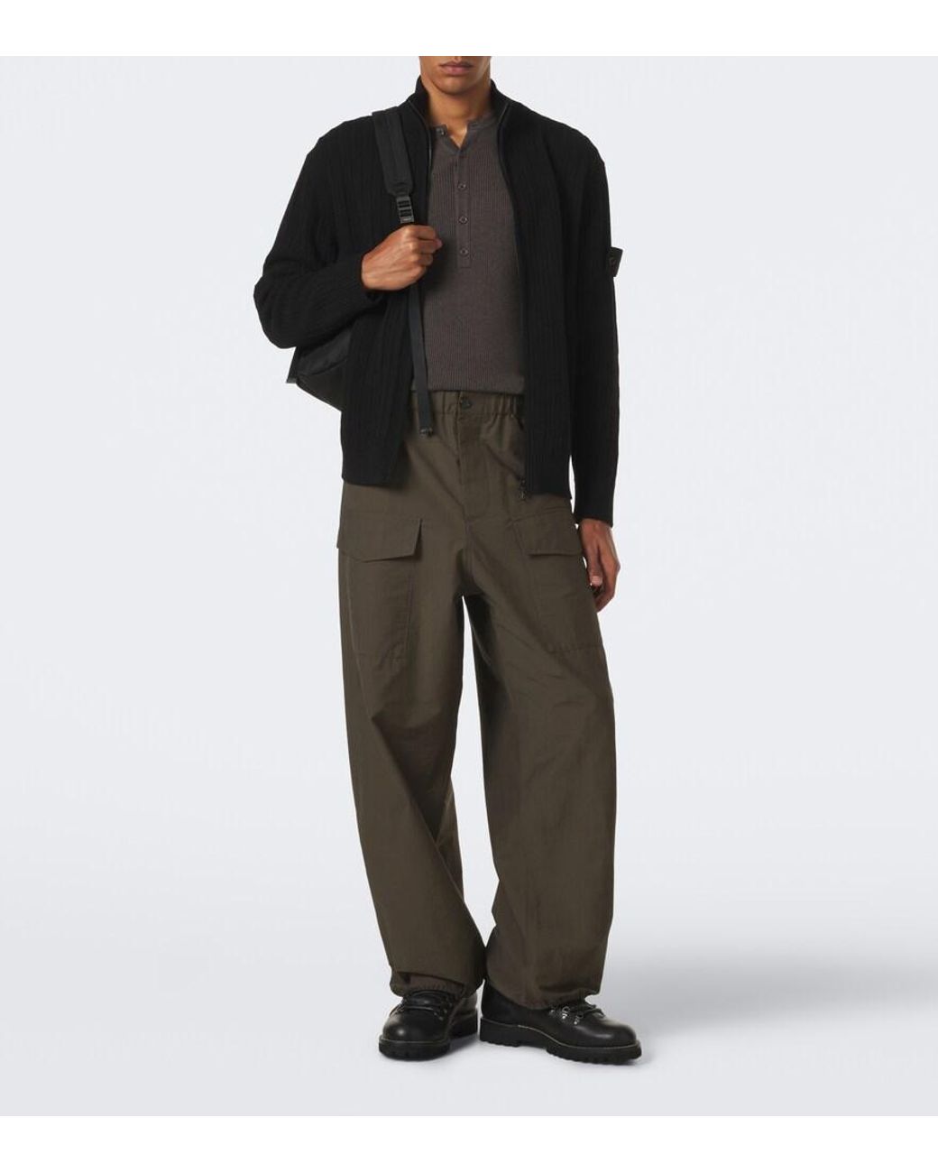 Stone Island Black Ghost Compass Wool And Cashmere Cardigan for men