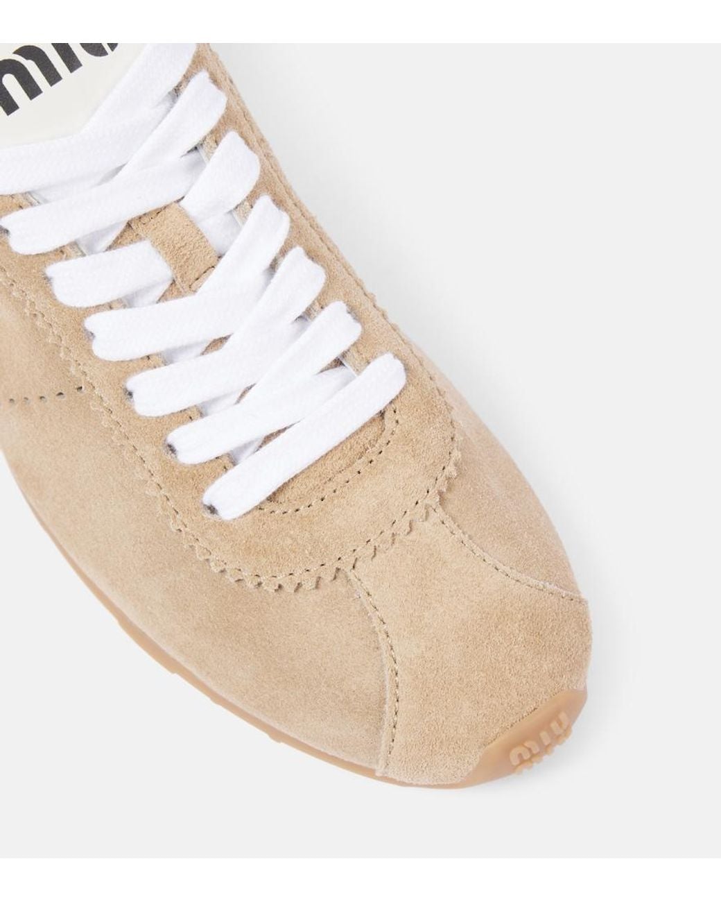 Miu Miu Natural Plume Suede Sneakers