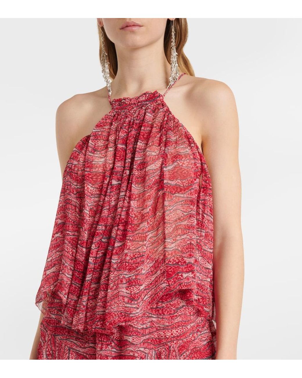 Isabel Marant Red Akila Printed Top