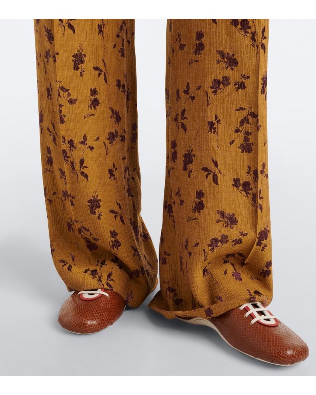 Dries Van Noten Yellow Floral Wide-Leg Pants