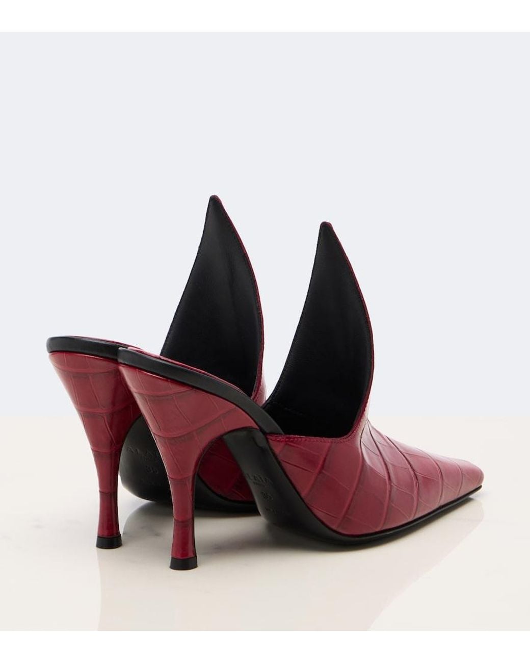 Alaïa Red Croc-Effect Leather Mules
