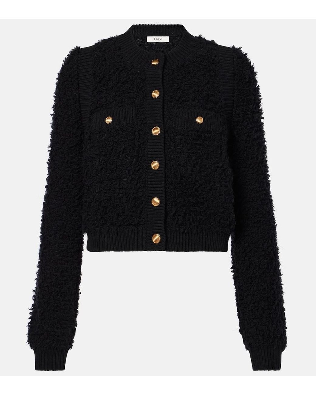 Chloé Black Cropped Tweed Jacket